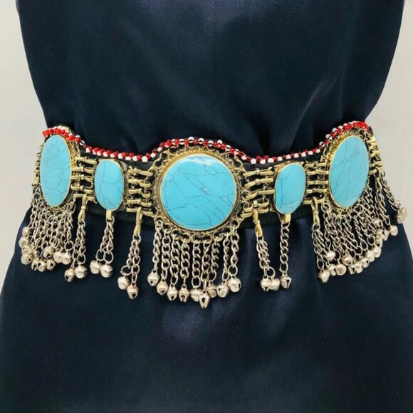 Vintage Afghan Coin Belly Dance Belt: Tribal Boho Body Jewelry main image 12